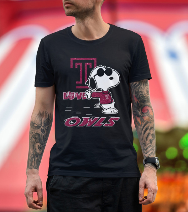 Premium T-Shirt: Snoopy Temple Owls Love T Sports T-Shirt Snoopy Temple Owls Love T Sports T-Shirt