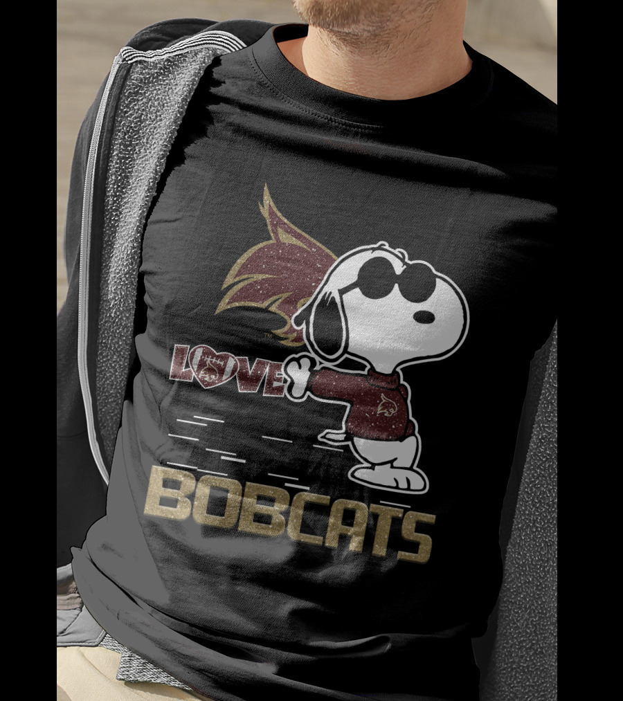Snoopy Bobcats Love Texas State Bobcats T-Shirt