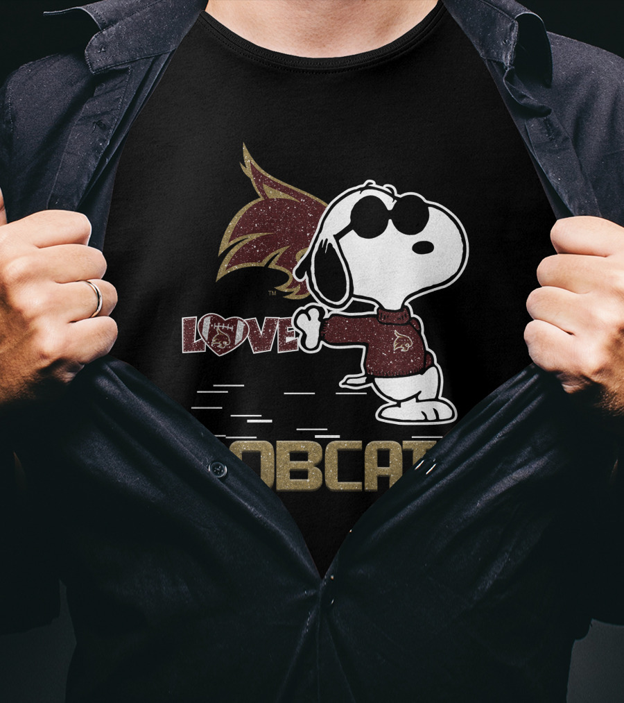 Snoopy Bobcats Love Texas State Bobcats T-Shirt