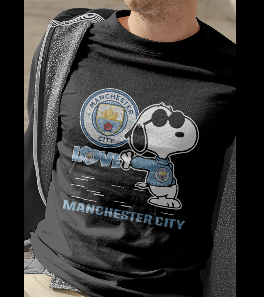 Snoopy Love Manchester City Badge Character Collection T-Shirt