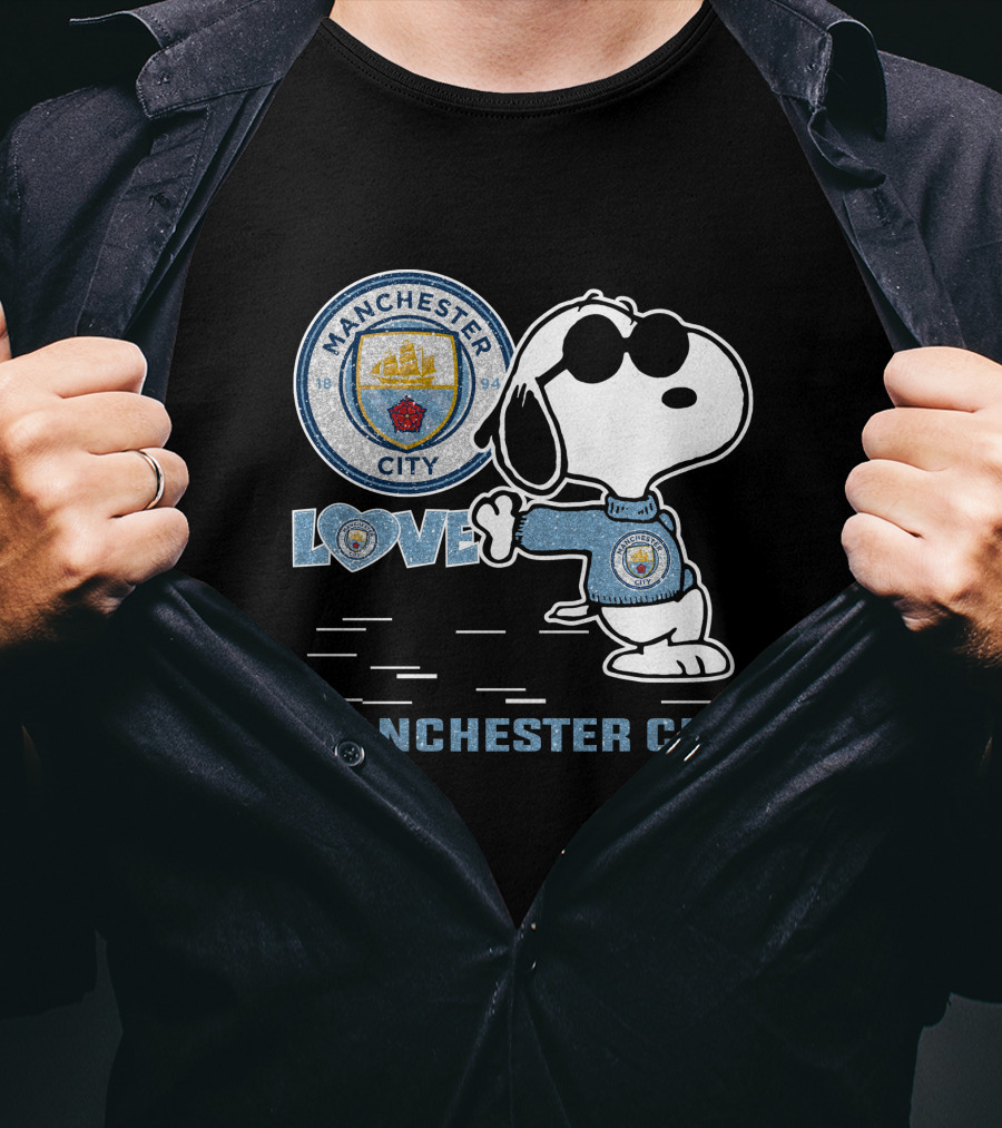 Snoopy Love Manchester City Badge Character Collection T-Shirt
