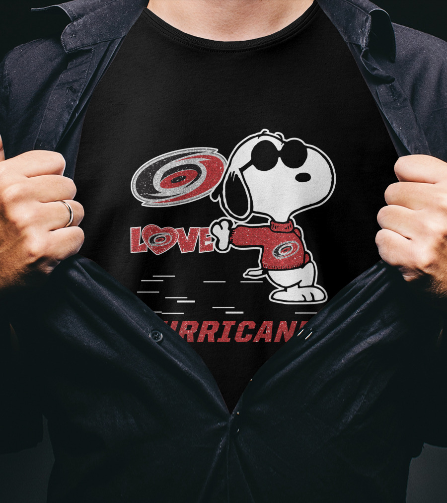 Snoopy Love Carolina Hurricanes Peanuts Hockey Fans T-Shirt