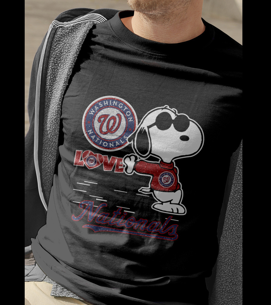 Snoopy Love Washington Nationals Logo Baseball T-Shirt