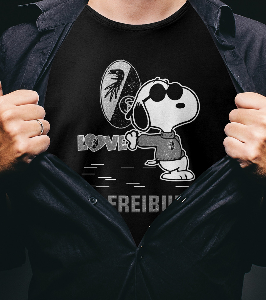 Snoopy Love SC Freiburg Peanuts Football Fan T-Shirt