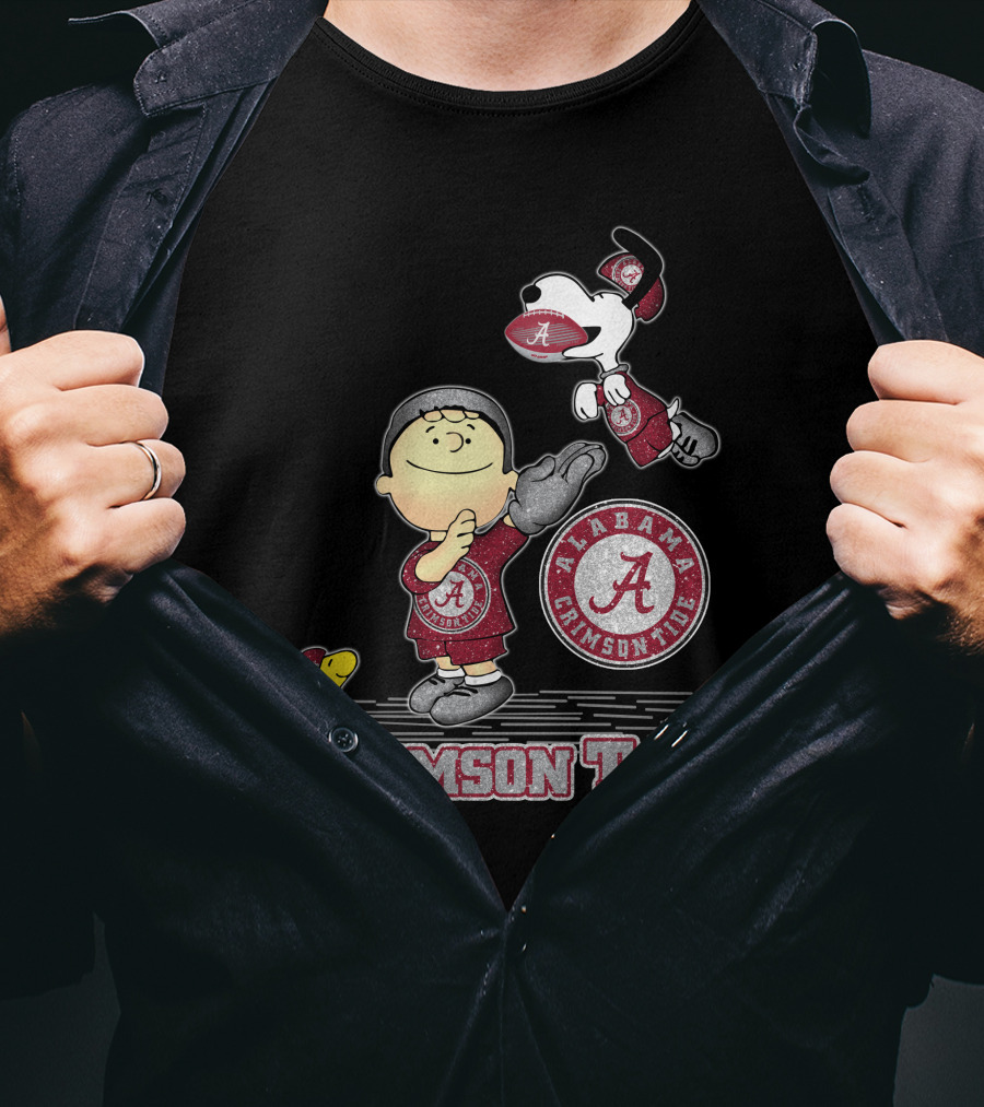 Snoopy And Woodstock Celebrate Alabama Crimson Tide Football T-Shirt
