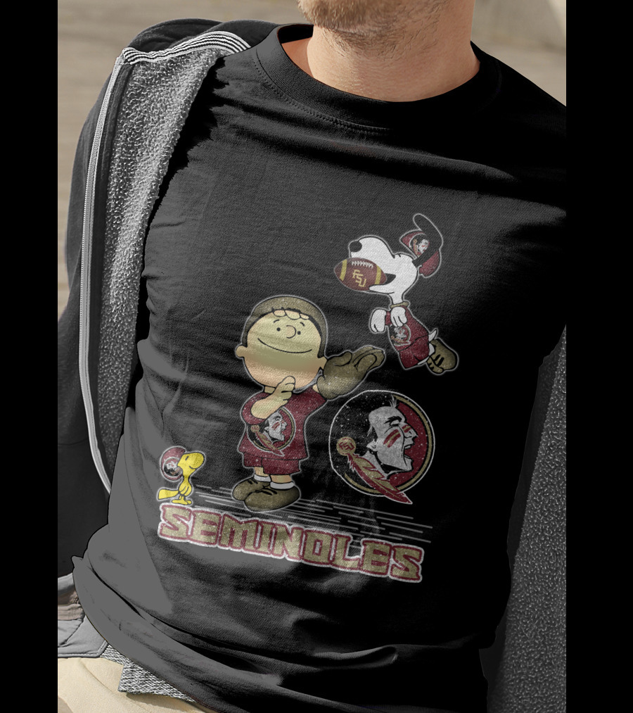 Snoopy Seminoles Football With Florida State Logo And Charlie Brown T-Shirt