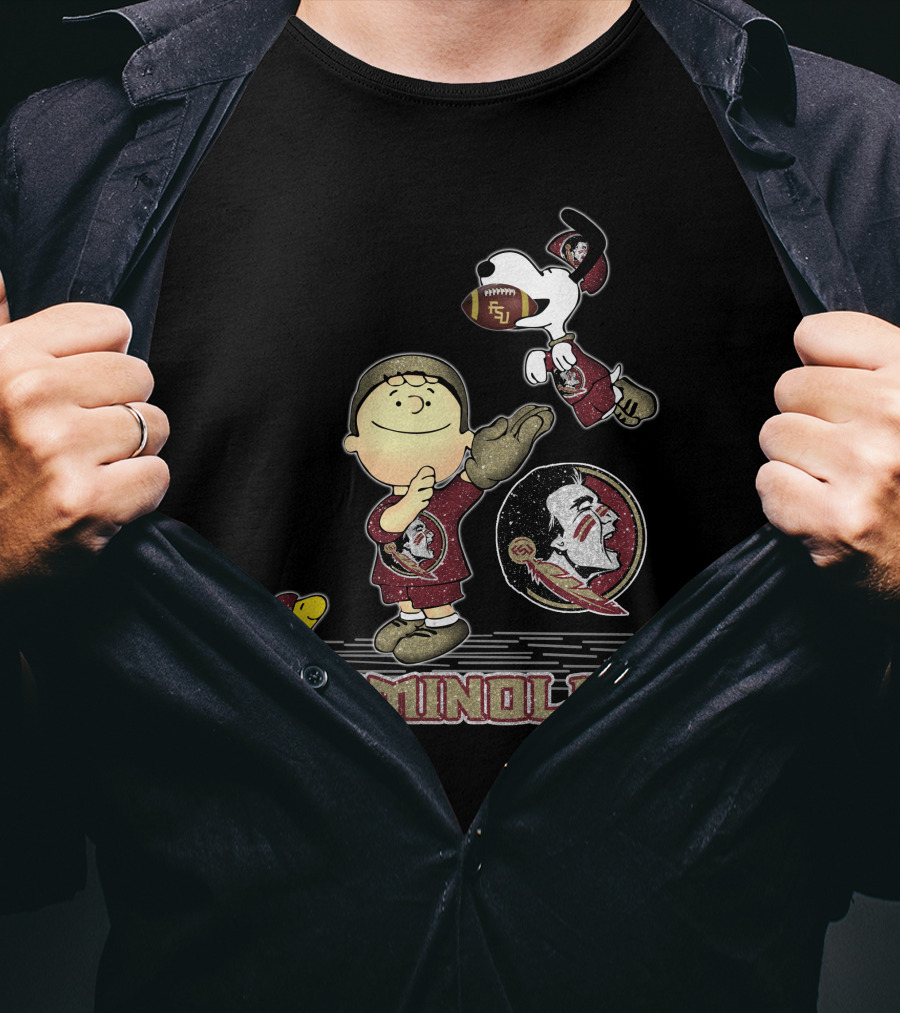 Snoopy Seminoles Football With Florida State Logo And Charlie Brown T-Shirt