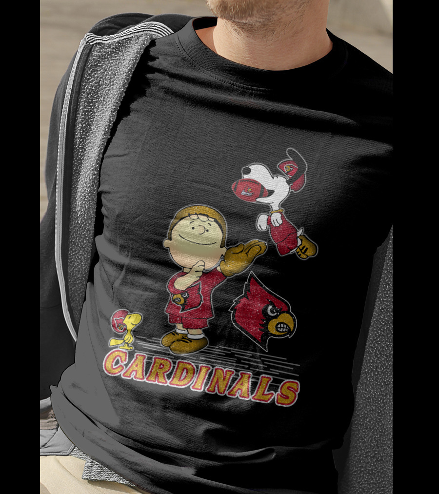 Snoopy Cardinals Football Peanuts Louisville Team Spirit T-Shirt