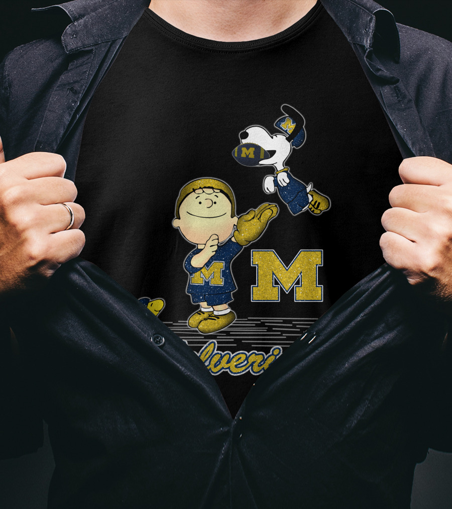 Snoopy And Wolverines Enthusiastic Team Spirit With Peanuts Characters T-Shirt