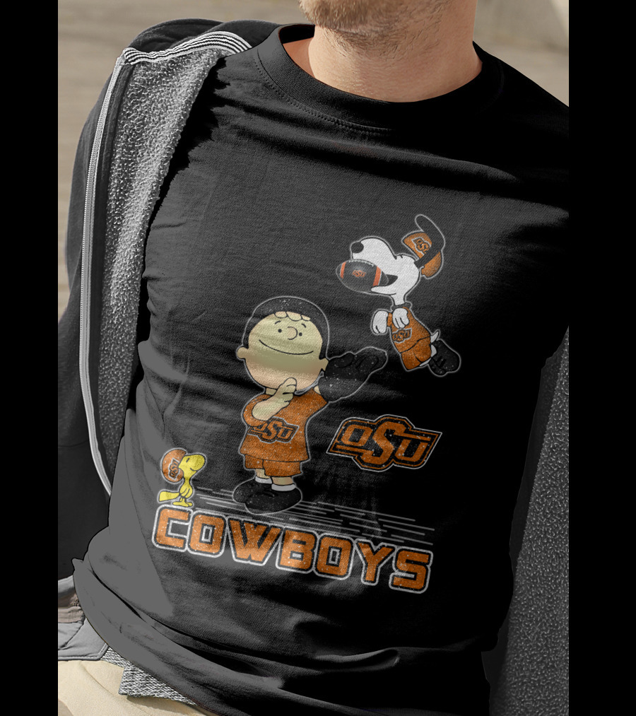 Snoopy OSU Oklahoma State Cowboys Football Charlie Brown Woodstock T-Shirt