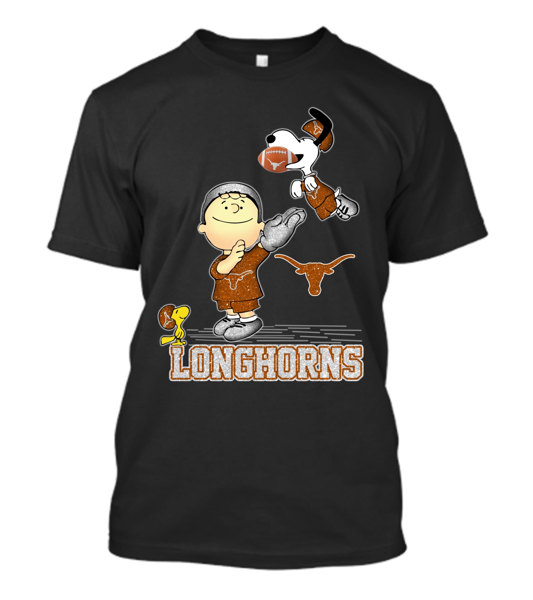 Snoopy Longhorns Peanuts Football Charlie Brown Texas Fans T-Shirt