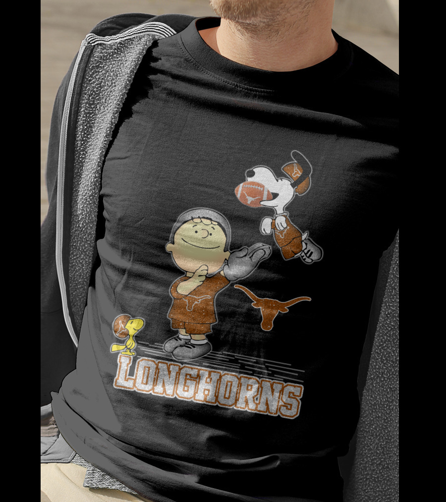 Snoopy Longhorns Peanuts Football Charlie Brown Texas Fans T-Shirt