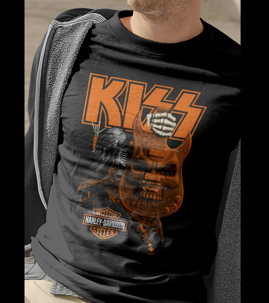 Kiss Harley Davidson Skeleton Guitar T-Shirt