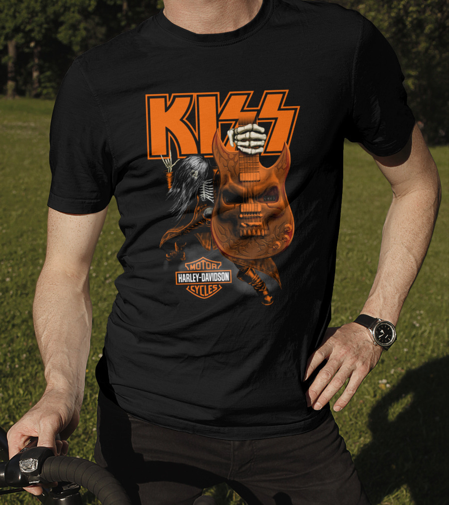 Kiss Harley Davidson Skeleton Guitar T-Shirt