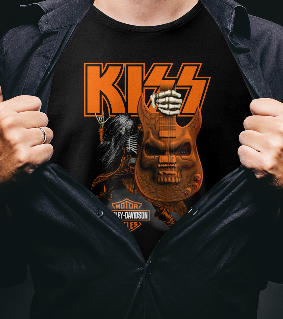 Kiss Harley Davidson Skeleton Guitar T-Shirt