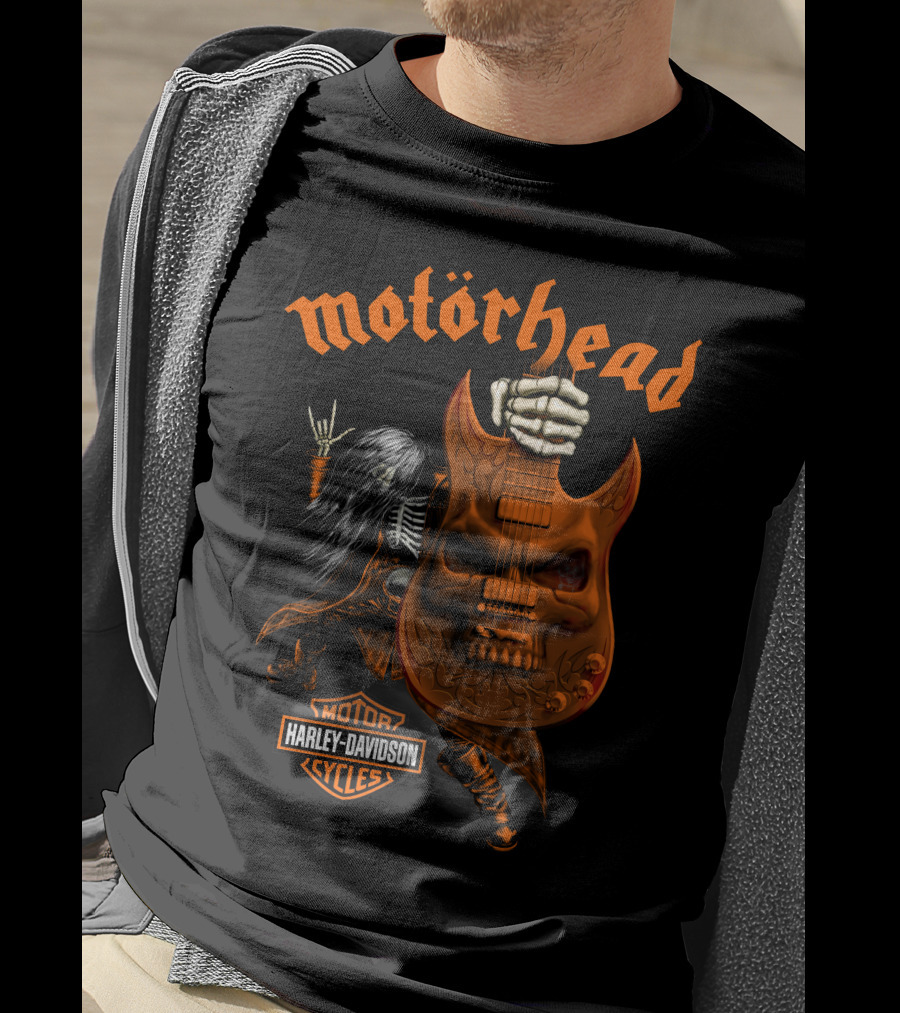 Motörhead Harley Davidson Skeleton Guitar Rock T-Shirt