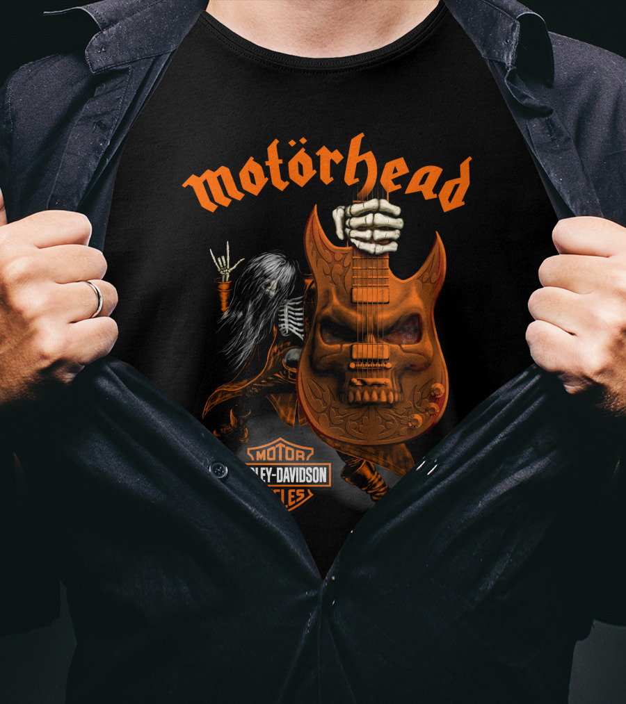 Motörhead Harley Davidson Skeleton Guitar Rock T-Shirt