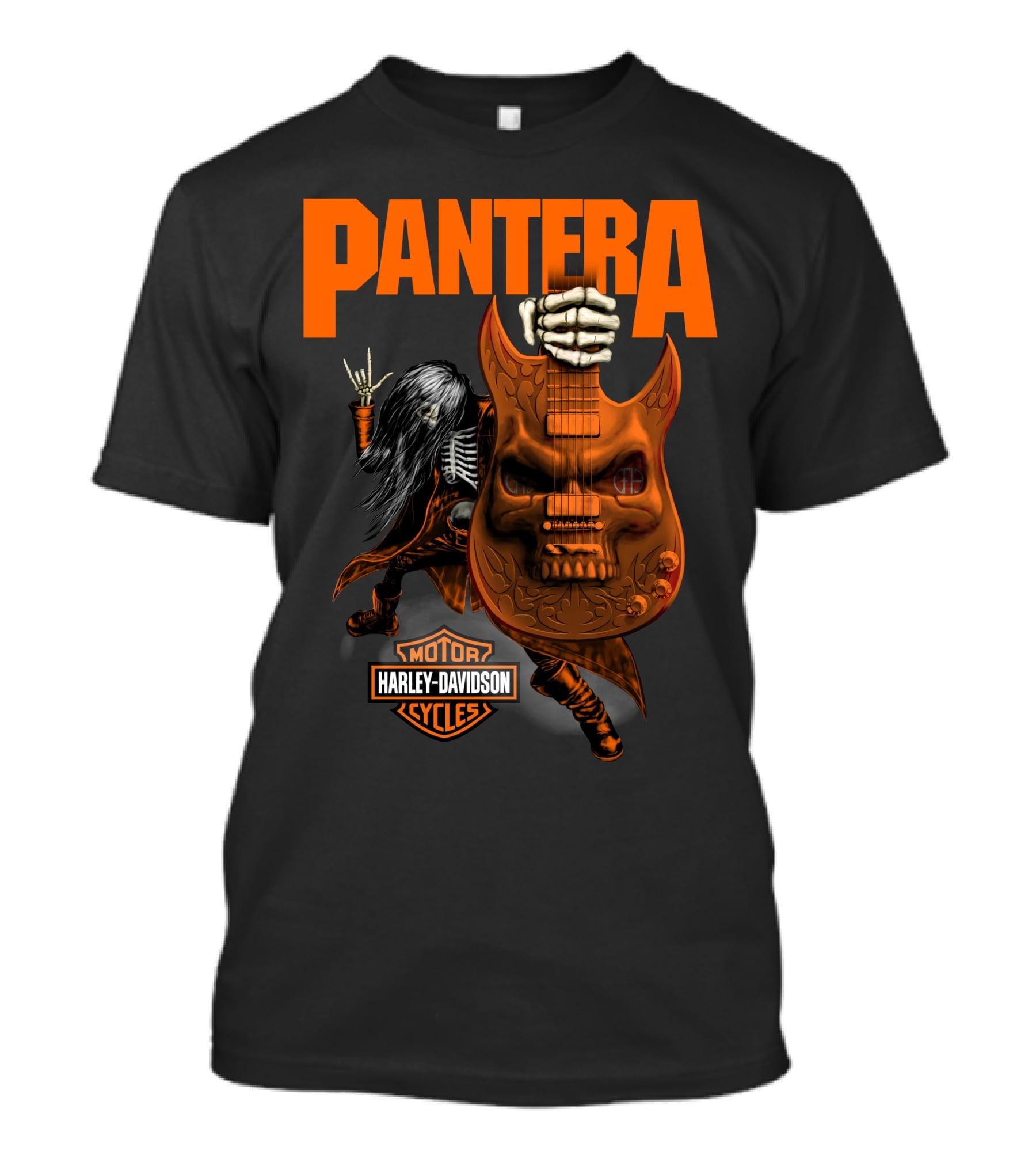 Pantera Harley Davidson Cycles Skeleton Guitar T-Shirt