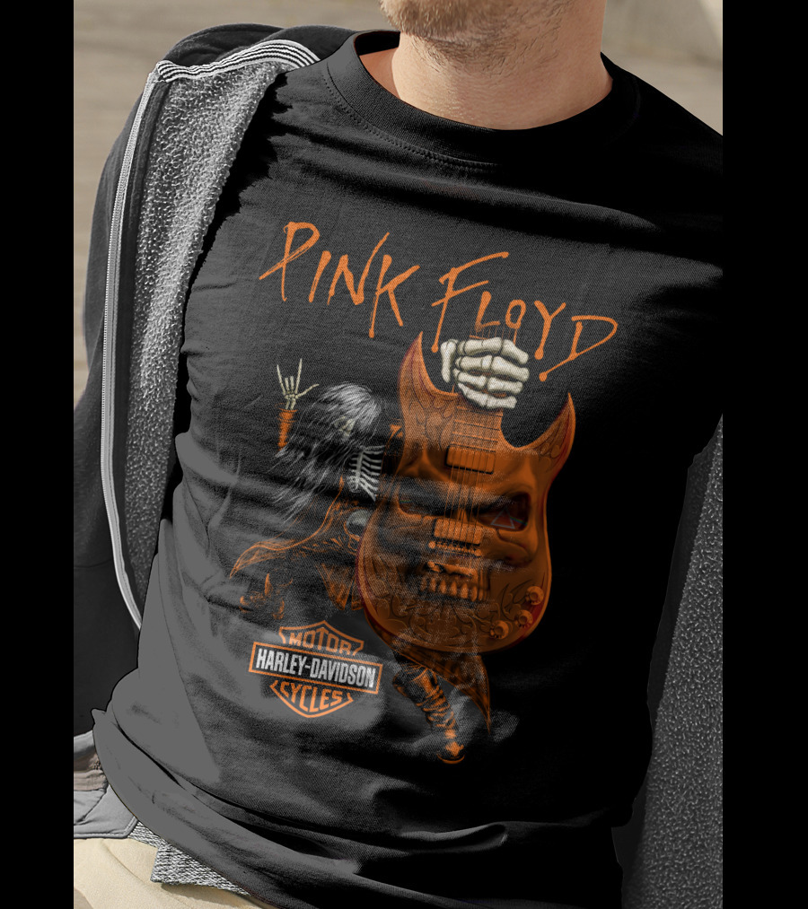 Pink Floyd Harley Davidson Skull Guitar T-Shirt