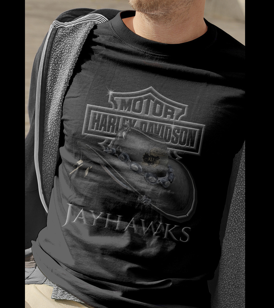 Motor Harley Davidson Ku Jayhawks Cowboy Hat T-Shirt