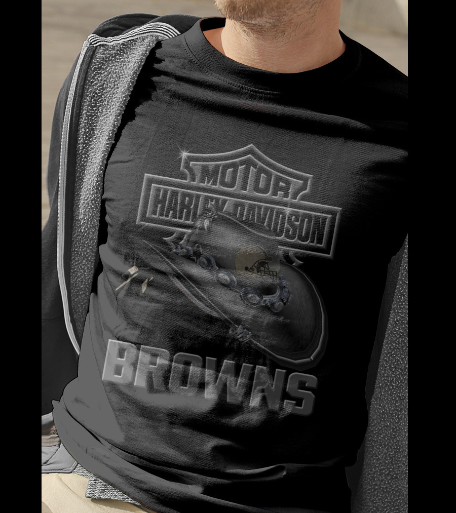 Motor Harley Davidson Cleveland Browns T-Shirt