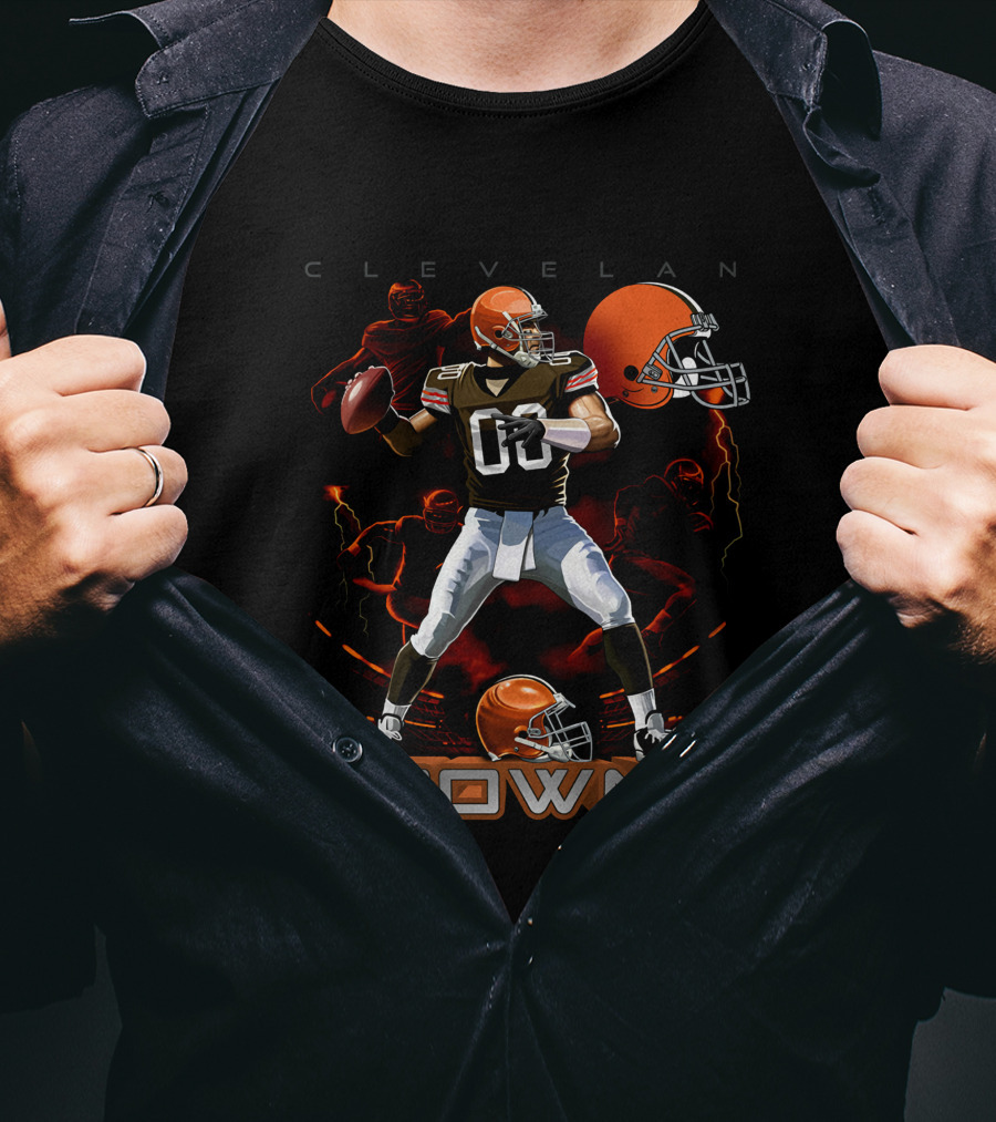Cleveland Browns Football Quarterback Helmet Graphics T-Shirt
