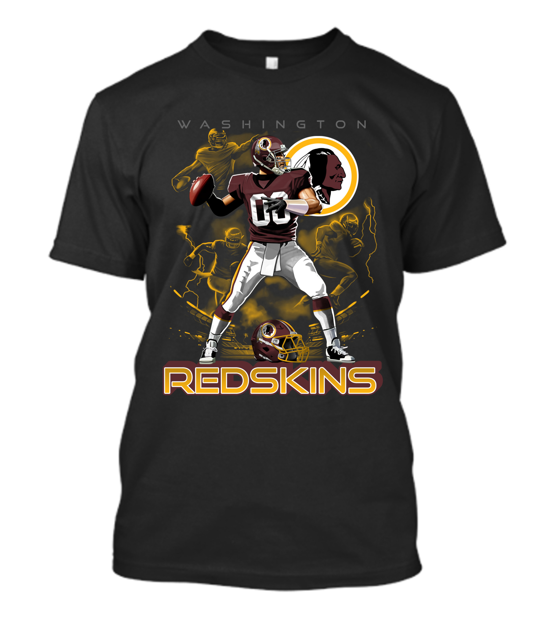 Washington Redskins Football Player With Team Logo And Helmet T-Shirt