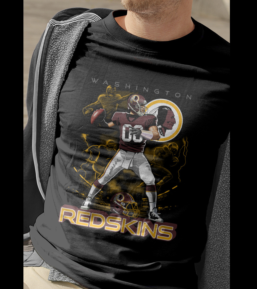Washington Redskins Football Player With Team Logo And Helmet T-Shirt