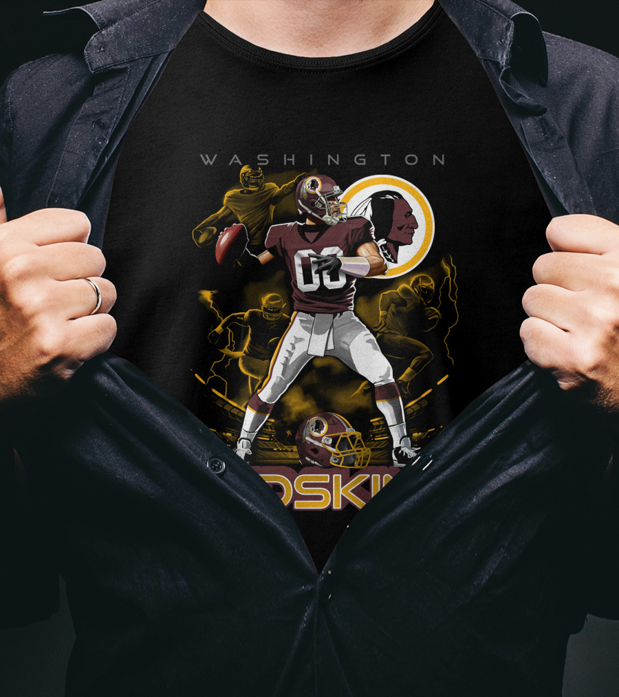 Washington Redskins Football Player With Team Logo And Helmet T-Shirt