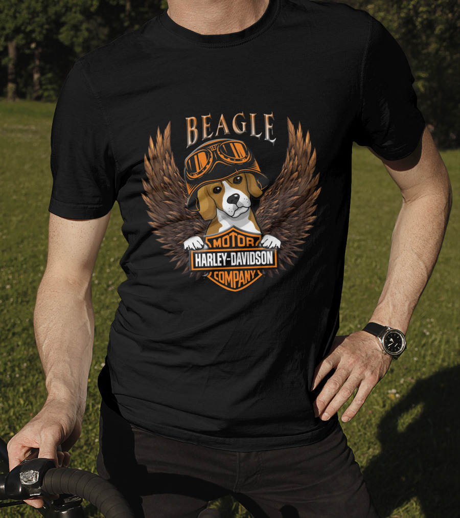 Beagle Harley Davidson Motor Company Winged T-Shirt