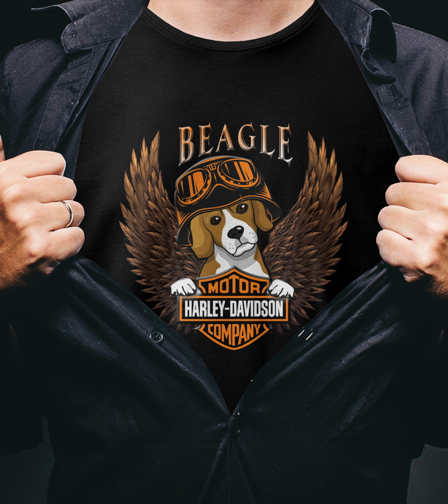 Beagle Harley Davidson Motor Company Winged T-Shirt