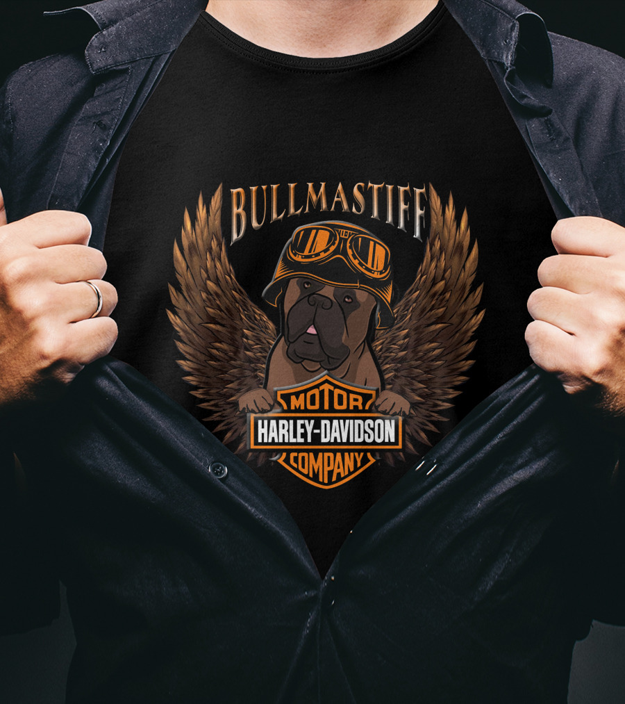 Bullmastiff Harley Davidson Motor Company Wings T-Shirt