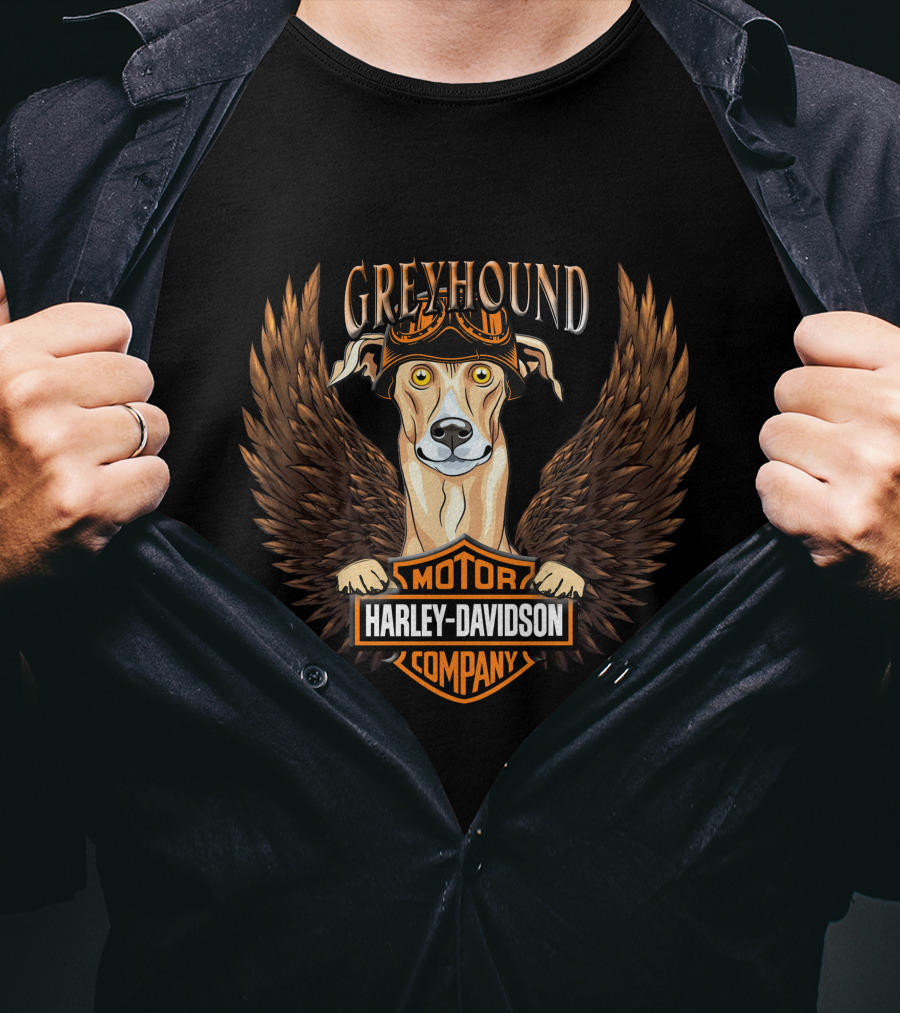 Harley Davidson Greyhound Motor Company Winged Dog T-Shirt