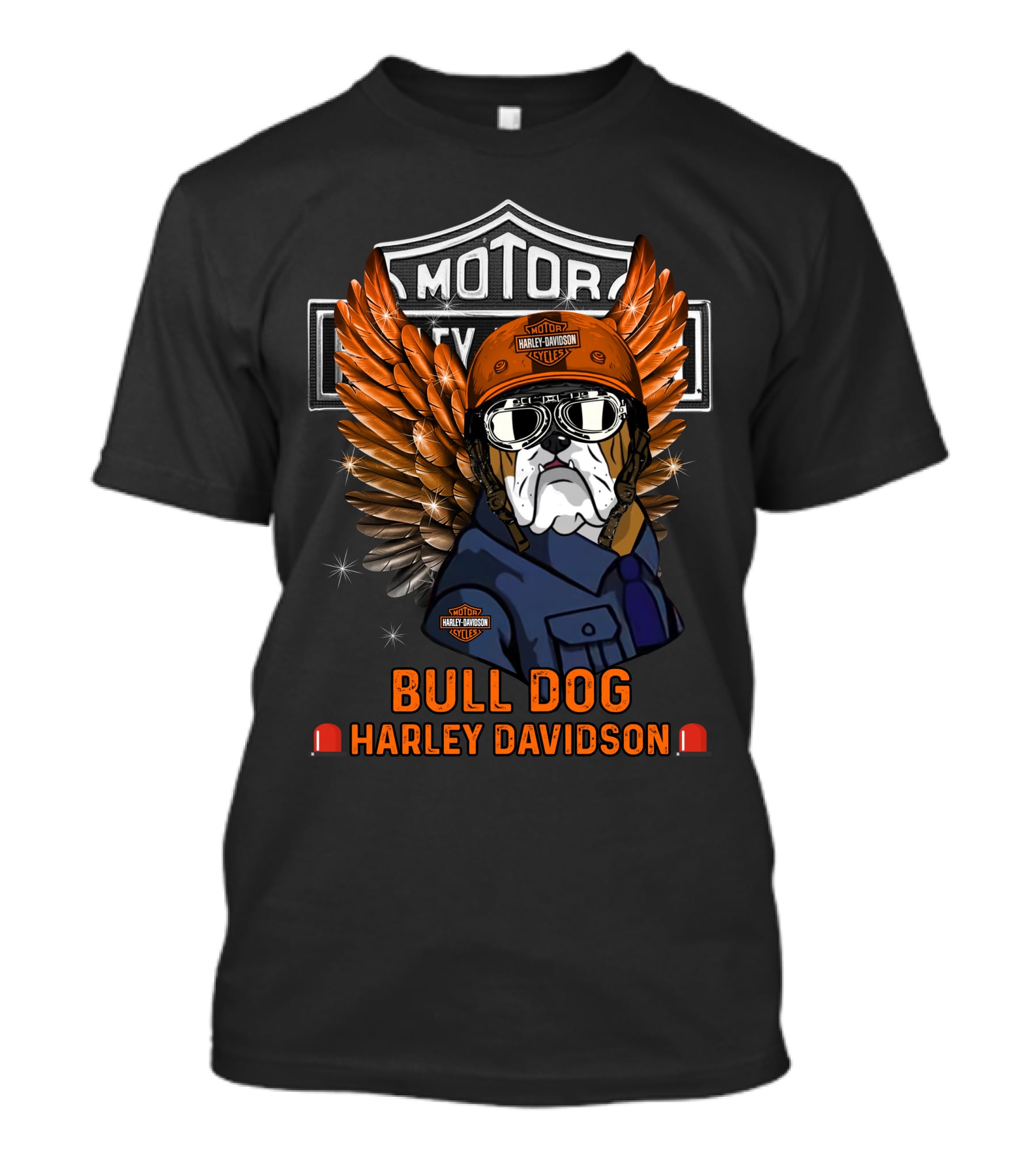 Bull Dog Harley Davidson Motorcycles Winged T-Shirt