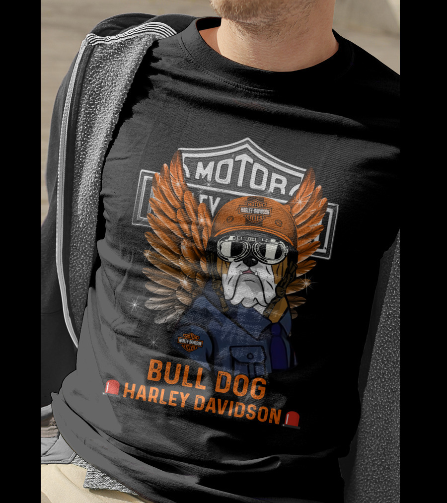 Bull Dog Harley Davidson Motorcycles Winged T-Shirt