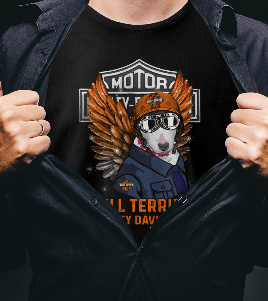 Bull Terrier Harley Davidson Motor Wings T-Shirt