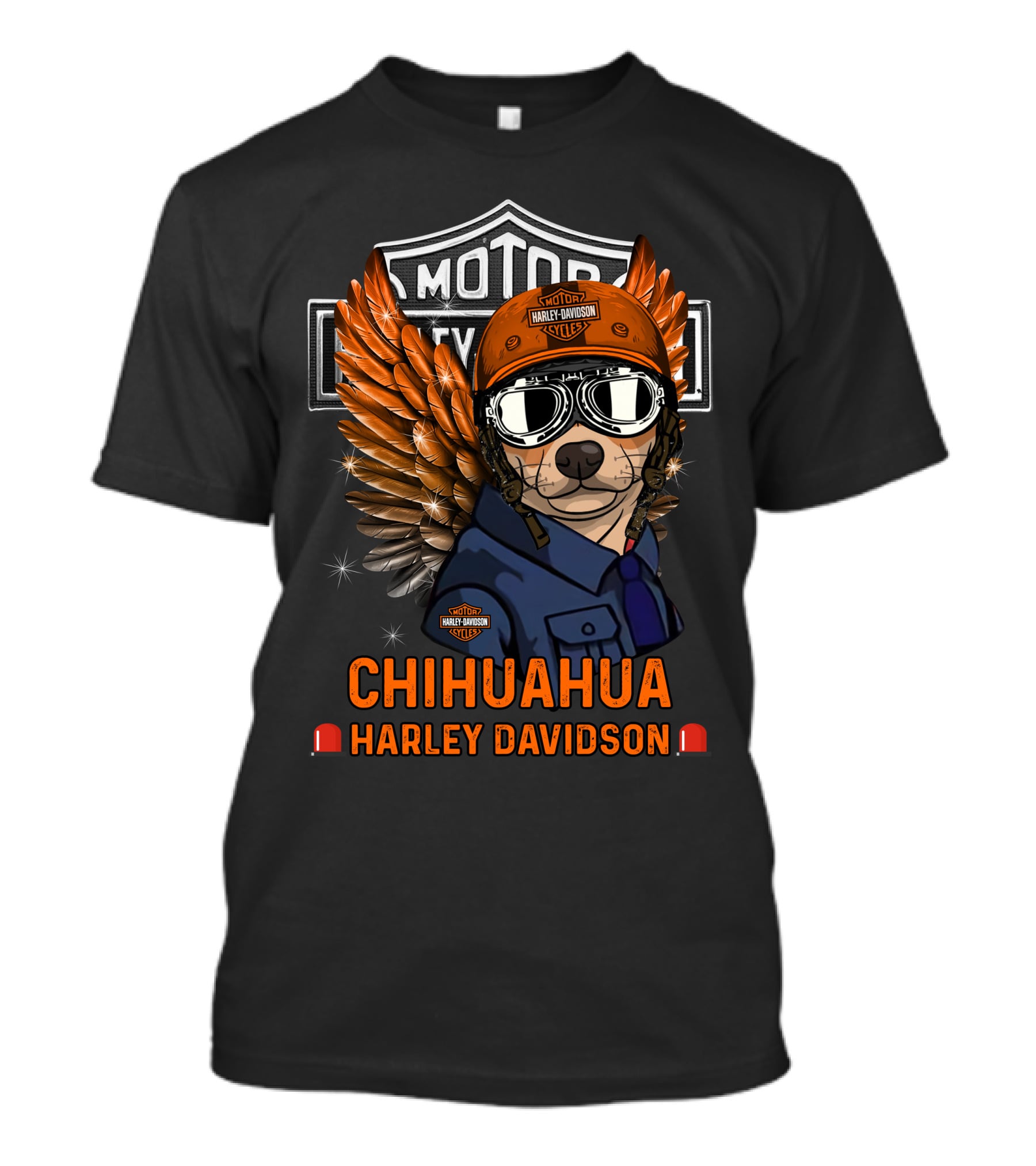 Chihuahua Harley Davidson Motorcycles Wings And Helmet T-Shirt