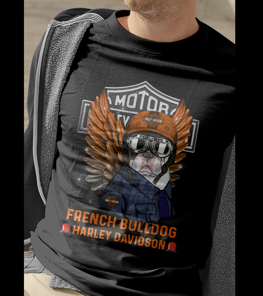 French Bulldog Harley Davidson Motorcycle Wings T-Shirt
