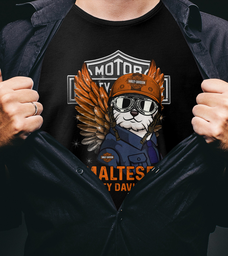 Maltese Harley Davidson Motor City Styles T-Shirt