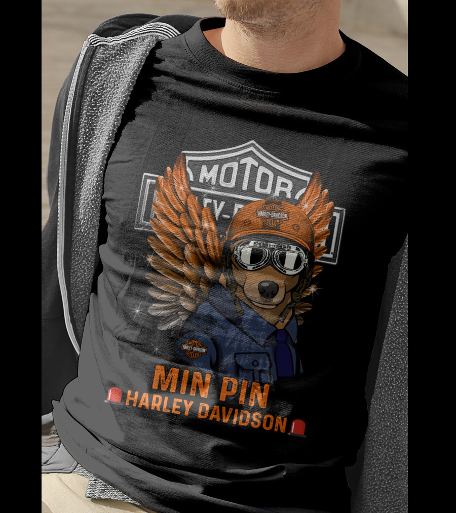 Harley Davidson Min Pin With Winged Helmet And Goggles T-Shirt