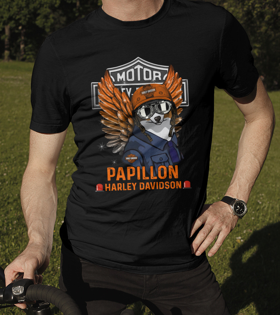 Papillon Harley Davidson Motorcycles 140 Angel Wings T-Shirt