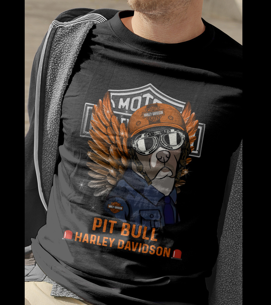 Harley Davidson Pit Bull Motorcycle Wings T-Shirt
