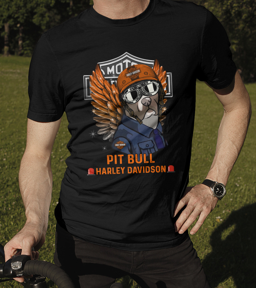 Harley Davidson Pit Bull Motorcycle Wings T-Shirt