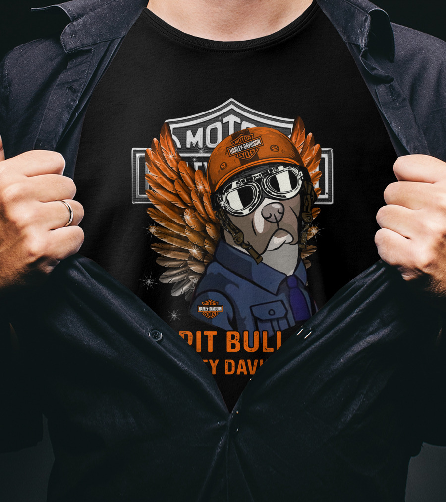 Harley Davidson Pit Bull Motorcycle Wings T-Shirt
