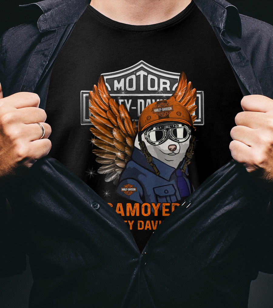Motor Harley Davidson Samoyed Wings T-Shirt