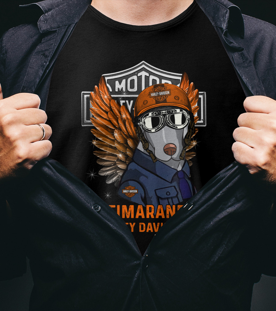 Weimaraner Harley Davidson Motor Cycles Winged Helmet T-Shirt