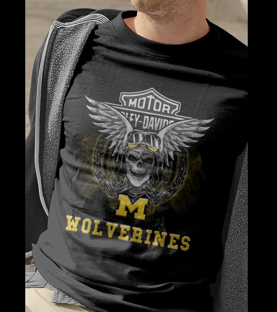 Michigan Wolverines Motor Harley Davidson Ncaa Football Fans T-Shirt