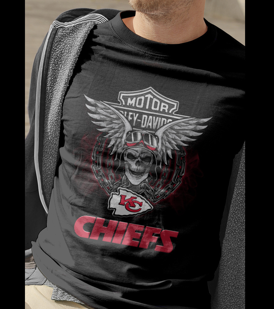 Motor Harley Davidson Kansas City Chiefs Nfl Football Fans T-Shirt