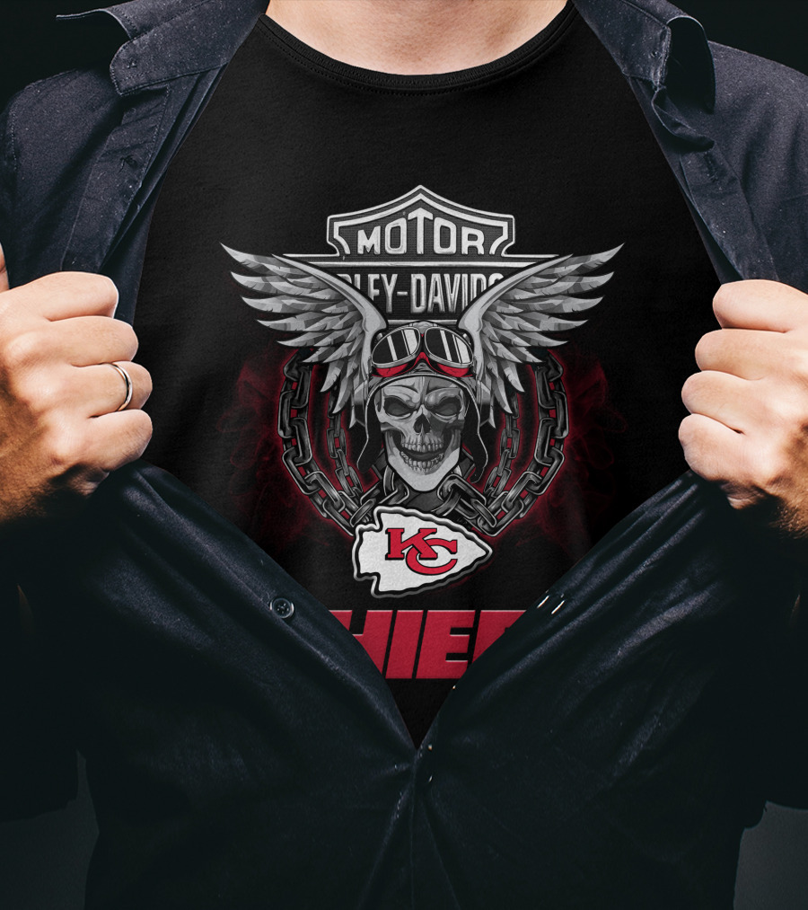 Motor Harley Davidson Kansas City Chiefs Nfl Football Fans T-Shirt
