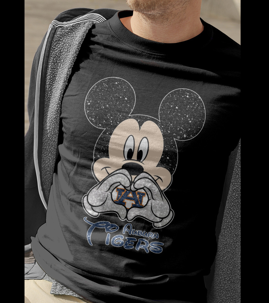 Mickey Mouse Heart Hands Auburn Tigers T-Shirt